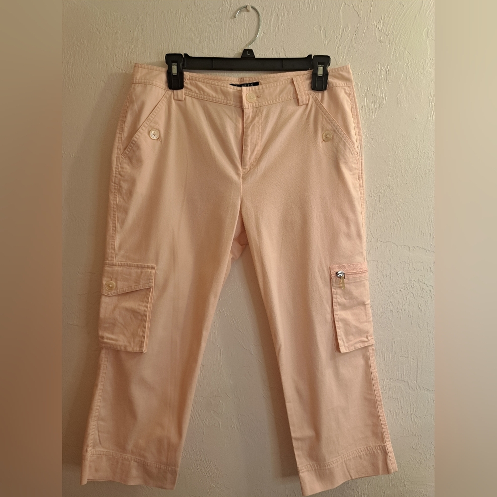 Lauren Ralph Lauren Light Pink Sz 6 Crop Chino Pants Minimalist‎ Feminine Preppy